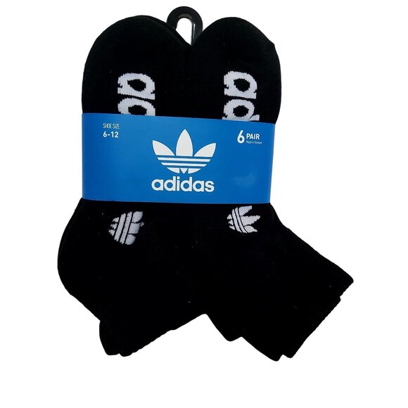 Adidas Mens Black  logo detailing Ribbed cuffs   Crew Socks Size 6-12 6-Pack - Picture 1 of 3